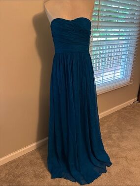 Strapless Marine Blue  Chiffon Evening Gown